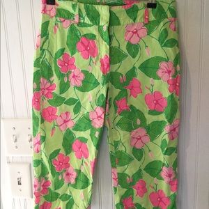 Lilly Pulitzer Green Pink Pants Size 2 Capris